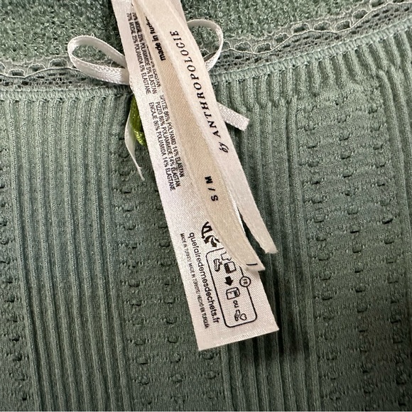Anthropologie Womens Pointelle Flared High Rise Lounge Pants Sz Sm/Med Green - Picture 10 of 10
